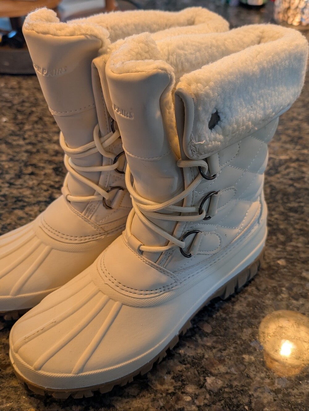 Women's Cream Winter Snow Boots - Cozy Fleece Lining